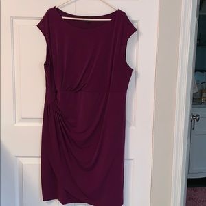 Roz & Ali faux wrap shift dress eggplant size 22